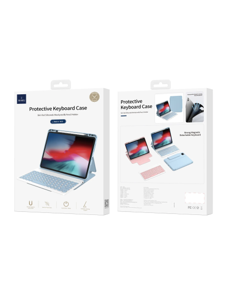 Funda protectora con teclado para iPad 11.º/10.º (11"/10.9"), color azul (árabe e inglés)