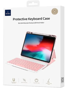 Funda protectora con teclado para iPad Air de 11"/10,9" (rosa) (árabe e inglés)