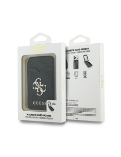 GUESS 4G Logo Card Holder with MagSafe and Interior Mirror (Black)