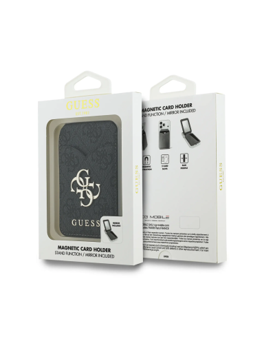 GUESS 4G Logo Card Holder with MagSafe and Interior Mirror (Black)