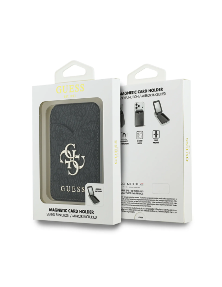 GUESS 4G Logo Card Holder with MagSafe and Interior Mirror (Black)