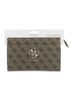 Bolso de mano GUESS con logotipo 4G, muñequera y correa larga ajustable (Marrón)