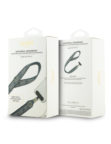 GUESS Universal PU Strap with 4G Pattern and Strass Logo Patch (Blue)