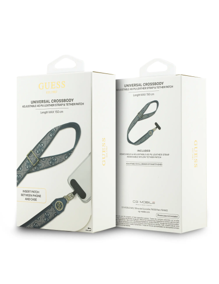 Correa universal GUESS de PU con parche logotipo con strass y estampado 4G (Azul)