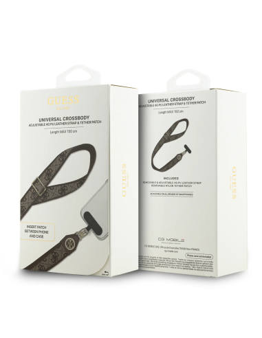 Correa universal GUESS de PU con parche logotipo con strass y estampado 4G (Marrón)