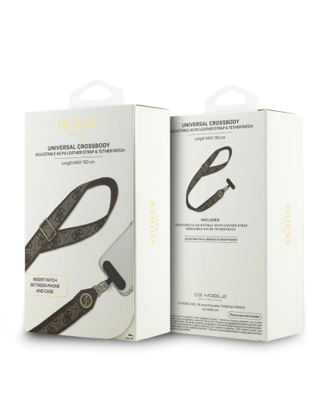 Correa universal GUESS de PU con parche logotipo con strass y estampado 4G (Marrón)