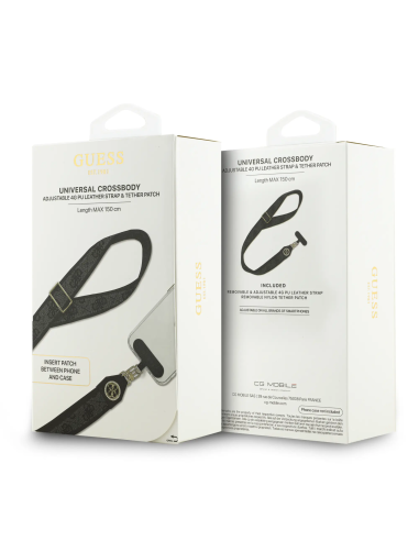 Correa universal GUESS de PU con parche logotipo con strass y estampado 4G (Negro)