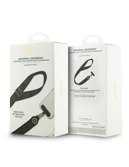 GUESS Universal PU Strap with 4G Pattern and Strass Logo Patch (Black)