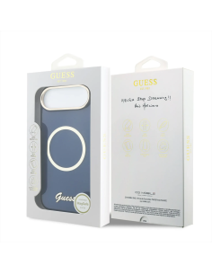 GUESS – Funda Azul iPhone 17 Air HC MagSafe Impresión IML Inscripción De Metal