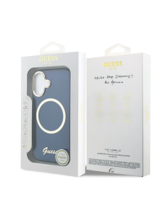 GUESS – Funda Azul iPhone 17 HC MagSafe Impresión IML Inscripción de Metal