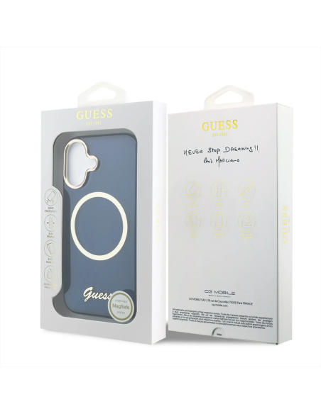 GUESS – Blue iPhone 17 HC MagSafe Case with IML Print and Metal Inscription