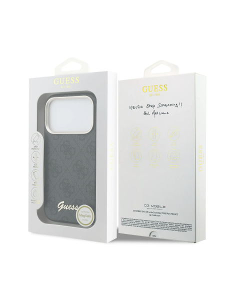GUESS – Funda iPhone 17 Pro Max con MagSafe Logo Script Negra