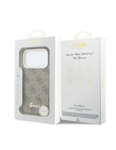 GUESS Funda iPhone 17 Pro con Magsafe Logo Script Marron