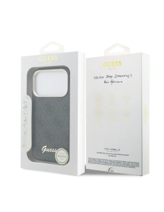 GUESS Funda iPhone 17 Pro con Magsafe Logo Script Negra
