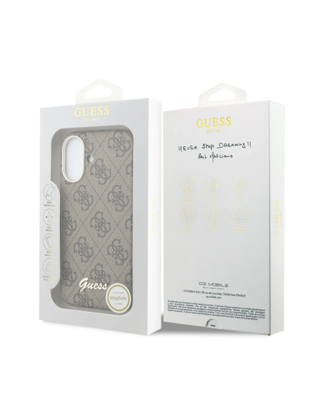 GUESS Funda iPhone 17 con Magsafe Logo Script Marron