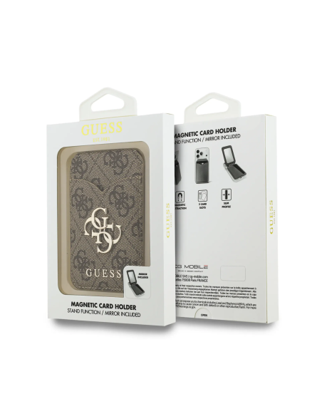 Tarjetero GUESS con Magsafe y espejo interior, con logotipo 4G (Marrón)