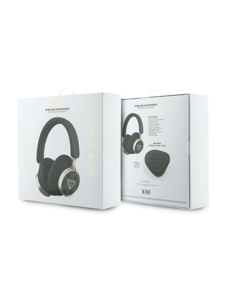 GUESS ENC Bluetooth Headphones with Classic Metal Logo and Carry Case (Black)