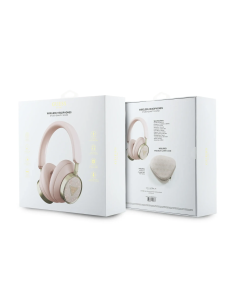 GUESS ENC Bluetooth Headphones with Classic Metal Logo and Carry Case (Pink)