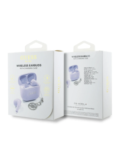 Auriculares TWS GUESS con acabado brillante y charm (Lila)