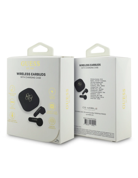 Auriculares TWS GUESS con logotipo 4G (Negro)