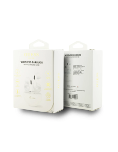 GUESS TWS Earbuds with Script Logo (White)
