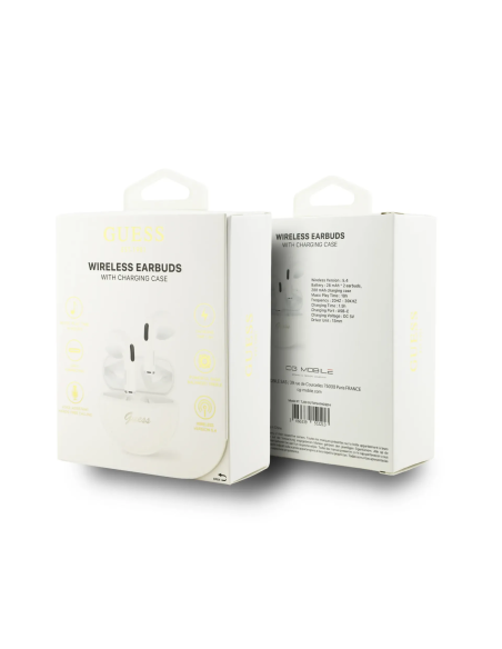 Auriculares TWS GUESS con logotipo Script (Blanco)