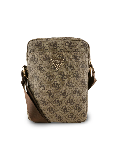 GUESS – Brown 10” Tablet Sling Bag with Triangular Logo