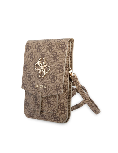 GUESS – Brown Universal Phone Pouch with 4G Logo and Strap