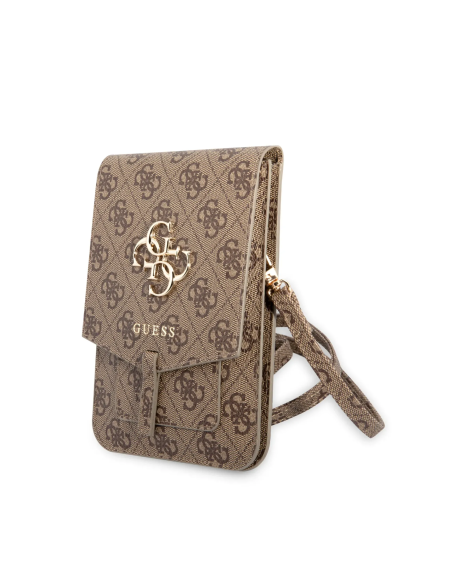 GUESS – Brown Universal Phone Pouch with 4G Logo and Strap