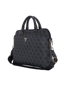 GUESS – Bolso para Portátil 13”–15”–16” Negro con Logo 4G y Detalles Dorados