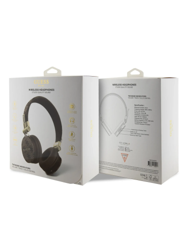 Cascos Bluetooth GUESS de polipiel 4G (Marrón)
