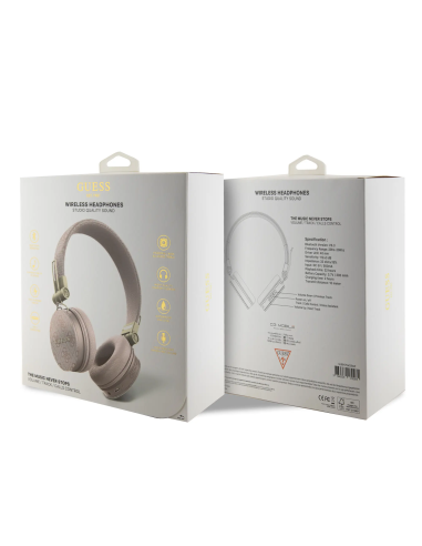 Cascos Bluetooth GUESS con logotipo clásico (Rosa)