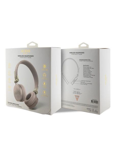 Cascos Bluetooth GUESS con logotipo clásico (Rosa)