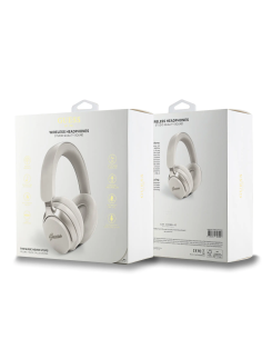 GUESS Bluetooth ANC/ENC Headphones with Metal Script Logo (Beige)