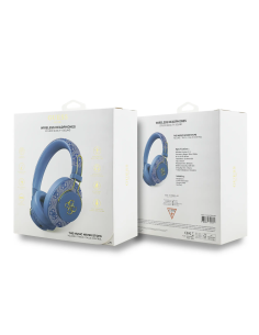 GUESS Bluetooth ENC Headphones with PU Finish and Metal 4G Logo (Blue)