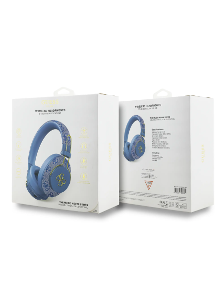 Cascos Bluetooth ENC GUESS de polipiel con logotipo 4G metalizado (Azul)