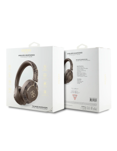 Cascos Bluetooth ENC GUESS de polipiel con logotipo 4G metalizado (Marrón)