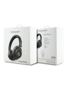 GUESS Bluetooth ENC Headphones with PU Finish and Metal 4G Logo (Black)