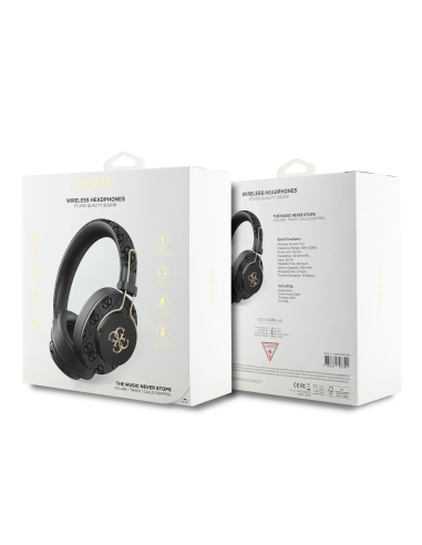 Cascos Bluetooth ENC GUESS de polipiel con logotipo 4G metalizado (Negro)