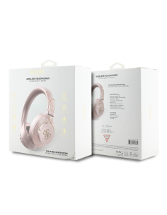 Cascos Bluetooth ENC GUESS de polipiel con logotipo 4G metalizado (Rosa)