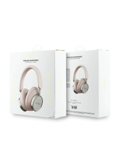 GUESS Bluetooth Headphones with 4G PU Finish and Classic Logo (Pink)