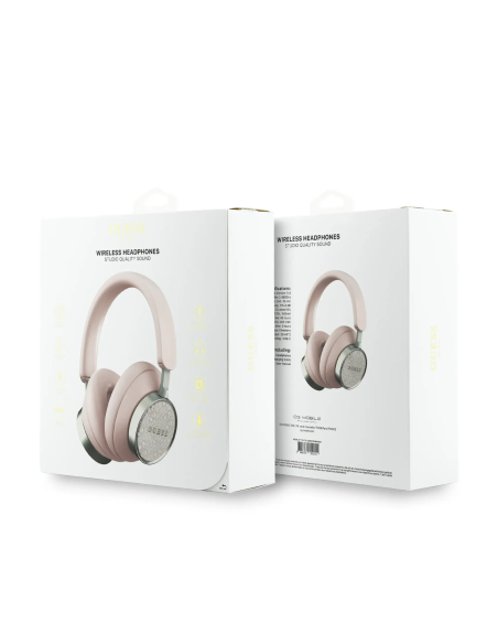 GUESS Bluetooth Headphones with 4G PU Finish and Classic Logo (Pink)
