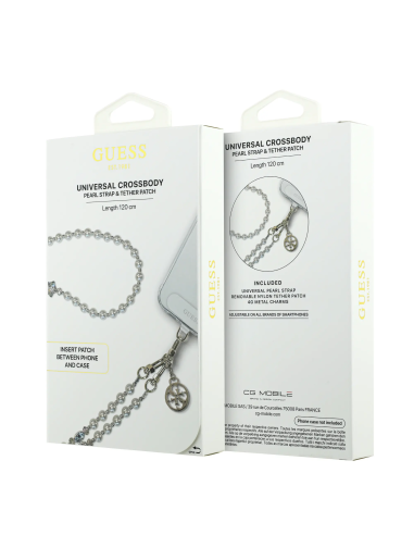 GUESS – Universal Silver Crossbody Strap with Pearls and Charms