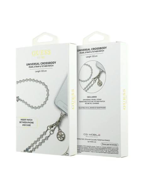 GUESS – Correa Bandolera Universal Plata con Perlas y Charms