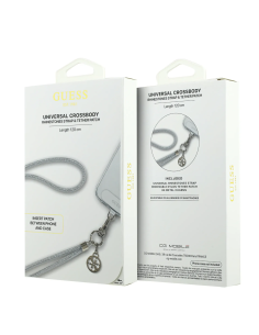 GUESS – Correa Bandolera Universal Plata con Piedras Brillantes y Charms