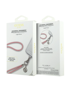 GUESS – Correa Bandolera Universal Rosa con Piedras Brillantes y Charms