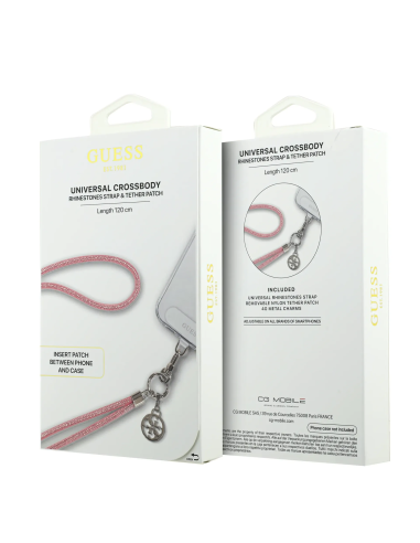 GUESS – Universal Pink Crossbody Strap with Sparkling Stones and Charms