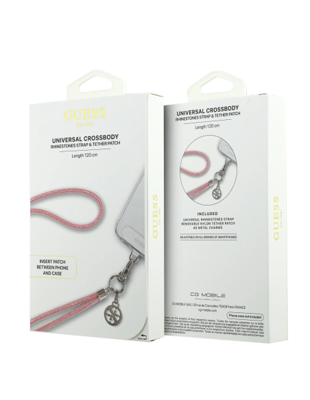 GUESS – Universal Pink Crossbody Strap with Sparkling Stones and Charms