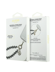 GUESS – Correa de Muñeca Negra con Cristales y Charms