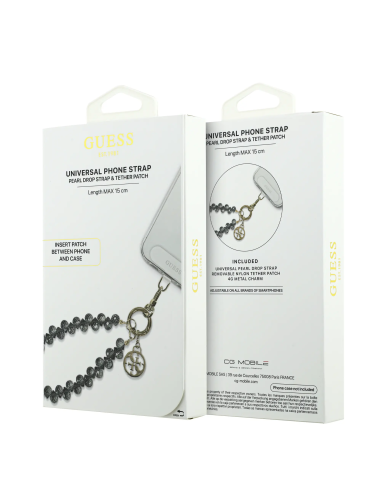 GUESS – Correa de Muñeca Negra con Cristales y Charms